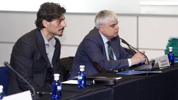 MADRID, SPAIN - APRIL 12:  Dimitris Giannakopoulos and Manos Papadopoulos, during the ECA Shareholders Executive Board Meeting at Ciudad Deportiva Real Madrid on April 12, 2018 in Madrid, Spain.  (Photo by Emilio Cobos/EB via Getty Images)
 PUBLICADA 13/04/18 NA MA30 1COL
 PUBLICADA 08/05/18 NA MA26 2COL 