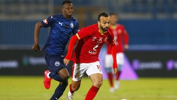 Soccer Football - Egyptian Premier League - Pyramids FC v Al Ahly - 30 June Stadium, Cairo, Egypt - January 26, 2021 Al Ahly&#039;s Mohamed Magdy in action REUTERS/Amr Abdallah Dalsh