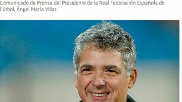 Este es el comunicado de Villar retirando su candidatura