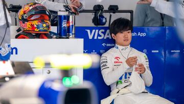 Montreal (Canada), 08/06/2024.- RB driver Yuki Tsunoda of Japan in the garage prior to the third practice session for the Formula One Grand Prix of Canada, in Montreal, Canada, 08 June 2024. The 2024 Formula 1 Grand Prix of Canada is held on 09 June. (Fórmula Uno, Japón) EFE/EPA/SHAWN THEW
