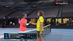 Con este punto Tsitsipas eliminó a Nadal en cuartos de final luego de ir abajo por dos sets