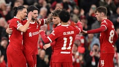 Los jugadores del Liverpool celebran el gol de Darwin Núñez ante el Sparta Praha en Europa League.