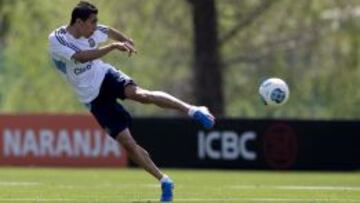 Ángel Di María, durante el entrenamiento de la selección argentina.