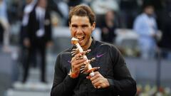 Rafael Nadal celebrando la victoria en el MUTUA MADRID OPEN.