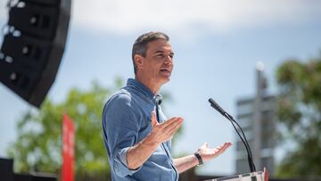 El secretario general del PSOE y presidente del Gobierno, Pedro S¨¢nchez, interviene durante un mitin del PSC, a 4 de mayo de 2024, en Montmel¨®, Barcelona, Catalunya (Espa?a). El PSC celebra este acto de campa?a electoral de cara a los comicios auton¨®micos que se celebrar¨¢n en Catalu?a el pr¨®ximo 12 de mayo.
04 MAYO 2024;PSC;PSOE;MITIN;CAMPA?A;ELECCIONES;AUTON?MICAS;12M;12 DE MAYO
Lorena Sop¨ºna / Europa Press
04/05/2024