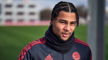 Serge Gnabry durante uno de los últimos entrenamientos del Bayern