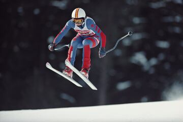 En esta imagen, Blanca, durante la prueba en los campeonatos del mundo de 1987 disputado en Sestriere, Italia.