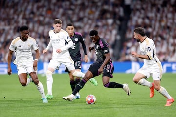 08/05/24 PARTIDO VUELTA SEMIFINALES CHAMPIONS LEAGUE 
REAL MADRID - BAYERN DE MUNICH 
AURELIEN TCHOUAMENI FEDE VALVERDE ALPHONSO DAVIES DANI CARVAJAL 