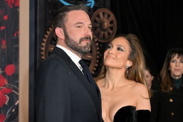 US actress Jennifer Lopez (R) and US actor Ben Affleck attend Amazon's "This is Me... Now: A Love Story" premiere at the Dolby theatre in Hollywood, California, February 13, 2024. (Photo by Robyn BECK / AFP) (Photo by ROBYN BECK/AFP via Getty Images)