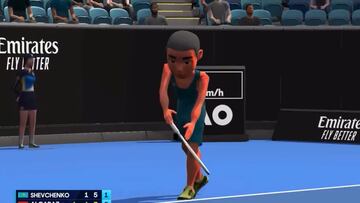 El tenista español Carlos Alcaraz, caracterizado como un avatar durante su partido ante Alexander Shevchenko en el Open de Australia.