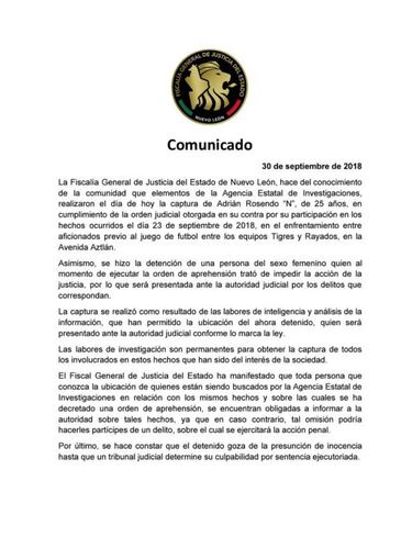 Primer detenido tras bronca entre Tigres y Rayados