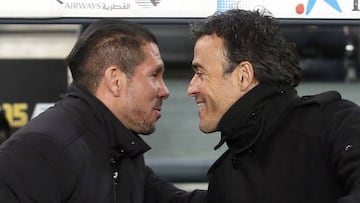 Simeone junto a Luis Enrique en el Camp Nou.