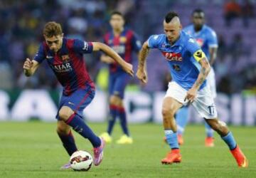 Munir El Haddadi y Marek Hamsik.