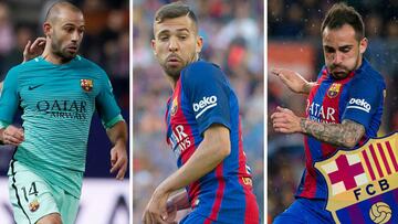 Mascherano, Jordi Alba y Alcacer.