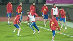 La Selección Española de fútbol, durante un entrenamiento.