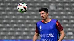 Lewandowski, durante un entrenamiento con Polonia.