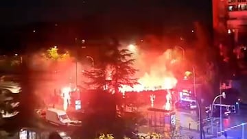 Imagen de los incidentes en Vallecas entre ultras del Rayo y del Lech Poznan.