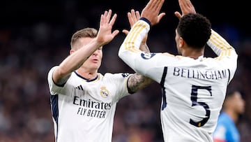 06/03/24 PARTIDO OCTAVOS VUELTA CHAMPIONS LEAGUE
REAL MADRID - RED BULL LEIPZIG
ALEGRIA GOL 1-0 VINICIUS JR
JUDE BELLINGHAM TONI KROOS