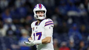 DETROIT, MICHIGAN - DECEMBER 15: Josh Allen #17 of the Buffalo Bills warms up prior to the game against the Detroit Lions at Ford Field on December 15, 2024 in Detroit, Michigan. Mike Mulholland/Getty Images/AFP (Photo by Mike Mulholland / GETTY IMAGES NORTH AMERICA / Getty Images via AFP)