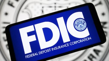 UKRAINE - 2023/03/13: In this photo illustration, Federal Deposit Insurance Corporation (FDIC) logo is seen on a smartphone screen. (Photo Illustration by Pavlo Gonchar/SOPA Images/LightRocket via Getty Images)