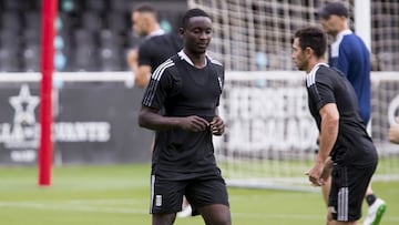 Mohamme Dauda, FC Cartagena, entrenamiento, Estadio Cartagonova, Cartagena, 02/09/2021.