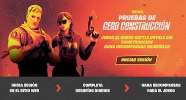 Pruebas de Cero Construcción en Fortnite: desafíos y recompensas