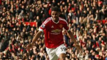 Marcus Rashford celebra su segundo gol ante el Arsenal en Old Trafford.