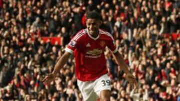 Marcus Rashford celebra su segundo gol ante el Arsenal en Old Trafford.