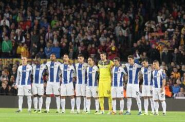 Barcelona-Espanyol. Minuto de silencio por el portero del Girona B Nil Marín, fallecido en accidente de tráfico.