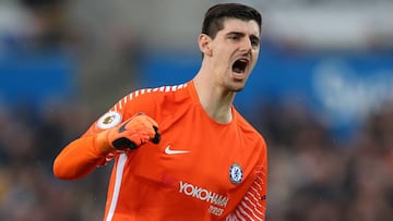 El portero belga del Chelsea, Thibaut Courtois, durante un partido.