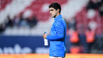 Cesar Garza of Monterrey  during the Semifinal first leg match between Atletico de San Luis and Monterrey  as part of the Liga BBVA MX, Torneo Apertura 2024 at Alfonso Lastras Stadium on December 04, 2024 in San Luis Potosi, Mexico.