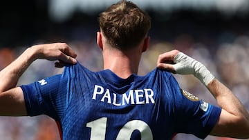Chelsea's English midfielder #10 Cole Palmer celebrates scoring during the FIFA Club World Cup 2025 final football match between England's Chelsea and France's Paris Saint-Germain at the MetLife Stadium in East Rutherford, New Jersey on July 13, 2025. (Photo by FRANCK FIFE / AFP)