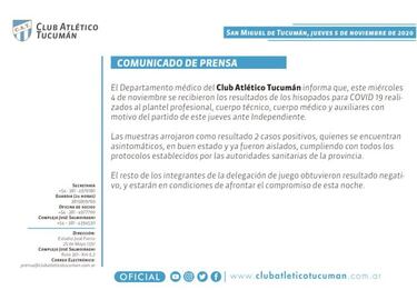 Atlético Tucumán: dos positivos por Covid-19 antes del Rojo
