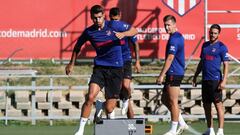 &Aacute;lvaro Morata durante el entrenamiento llevado a cabo hoy en la ciudad Deportiva Wanda Metropolitano, en Majadahonda. 