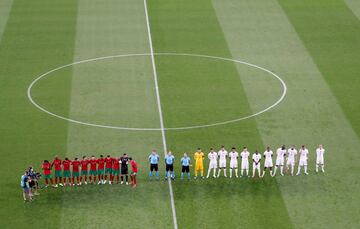 Formación de las selecciones de Portugal y Francia.