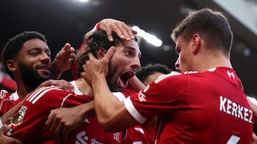 Szoboszlai celebra el gol de la victoria contra el Arsenal.