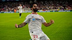 Isco Alarcon attacking midfield of Sevilla and Spain celebrates after scoring his sides first goal during the UEFA Champions League group G match between Sevilla FC and FC Copenhagen at Estadio Ramon Sanchez Pizjuan on October 25, 2022 in Seville, Spain. (Photo by Jose Breton/Pics Action/NurPhoto via Getty Images)