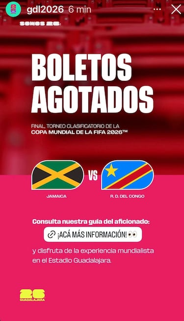 Lleno histórico en Guadalajara: se agotan boletos para Jamaica vs RD Congo