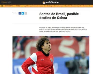 En noviembre de 2014, de acuerdo con medios españoles, Santos de Brasil se interesó en contratar al exjugador del América. Nabil Khaznadar, el candidato a la presidencia del club, afirmó que, en caso de ganar las votaciones, buscaría el fichaje de Ochoa, a quien consideró "un gran jugador" y un "icono en cuanto a marketing".