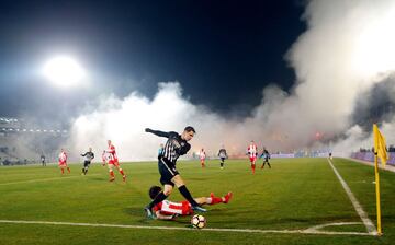 Belgrade derby descends into scenes of bloody violence