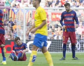 Barcelona - Las Palmas (2-1) Un encuentro que tuvo como protagonista la lesión de Messi que le mantendría las seis restantes jornadas de Liga sin jugar.