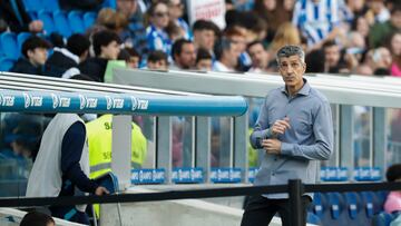 SAN SEBASTIÁN, 18/02/2023.- El entrenador de la Real Sociedad, Imanol Alguacil, antes del partido de Liga de Primera división que disputan la Real Sociedad y el Celta de Vigo en el estadio Reale Arena de Anoeta. EFE/Juan Herrero