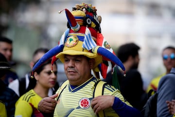 Los hinchas colombianos entregan toda su alegría en forma de apoyo a la Selección Colombia a las afueras del estadio de Sao Paulo, el gigante de Morumbí.