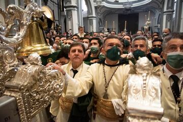 Antonio Banderas durante la procesión de Domingo de Ramos en Málaga. 