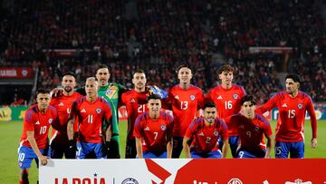 Futbol, Chile vs Paraguay.
Partido amistoso 2024.
Formacion de Chile antes del partido amistoso contra Paraguay en el estadio Nacional.
Santiago, Chile.
11/06/2024
Felipe Zanca /Photosport
Football, Chile vs Paraguay.
2024 friendly match.
ChileÕs team before 2024 friendly match against Paraguay at Nacional stadium.
Santiago, Chile.
11/06/2024
Felipe Zanca /Photosport