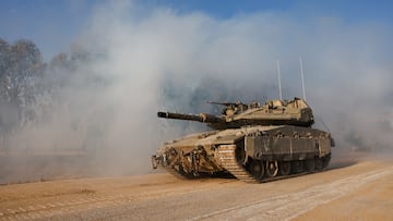 An Israeli tank manoeuvres near the Israel-Gaza border, amid the ongoing conflict between Israel and the Palestinian Islamist group Hamas, in Israel, April 10, 2024. REUTERS/Amir Cohen