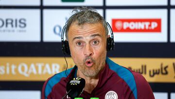 Paris Saint-Germain�s Spanish coach Luis Enrique attends a press conference in Doha on January 4, 2025, on the eve of the Trophee des Champions final football match against AS Monaco. (Photo by KARIM JAAFAR / AFP)
