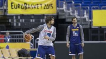 Sergio Llull, en el entrenamiento previo al partido de Italia.
