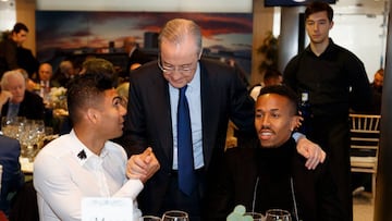 Florentino Pérez, Casemiro y Militao. 