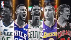 Donovan Mitchell, Ben Simmons, Jayson Tatum, Kyle Kuzma y Lauri Markkanen.